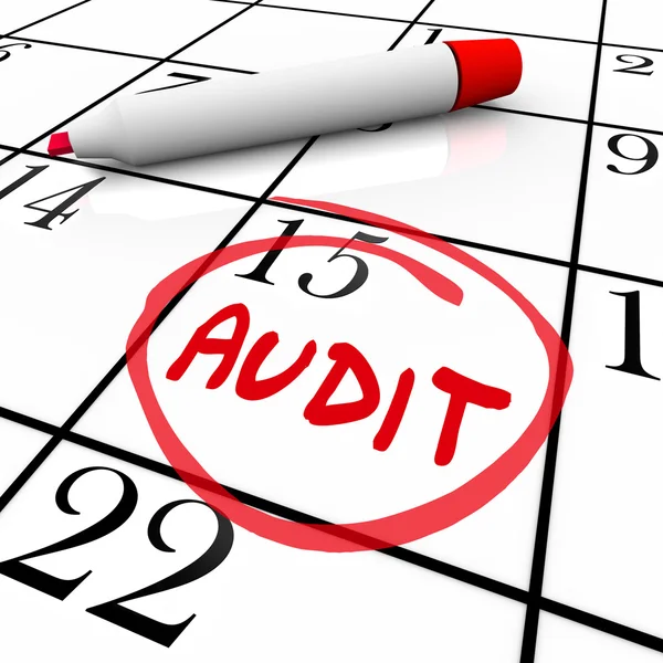 Audit financiële begroting boekhouding belasting datum dagkalender — Stockfoto