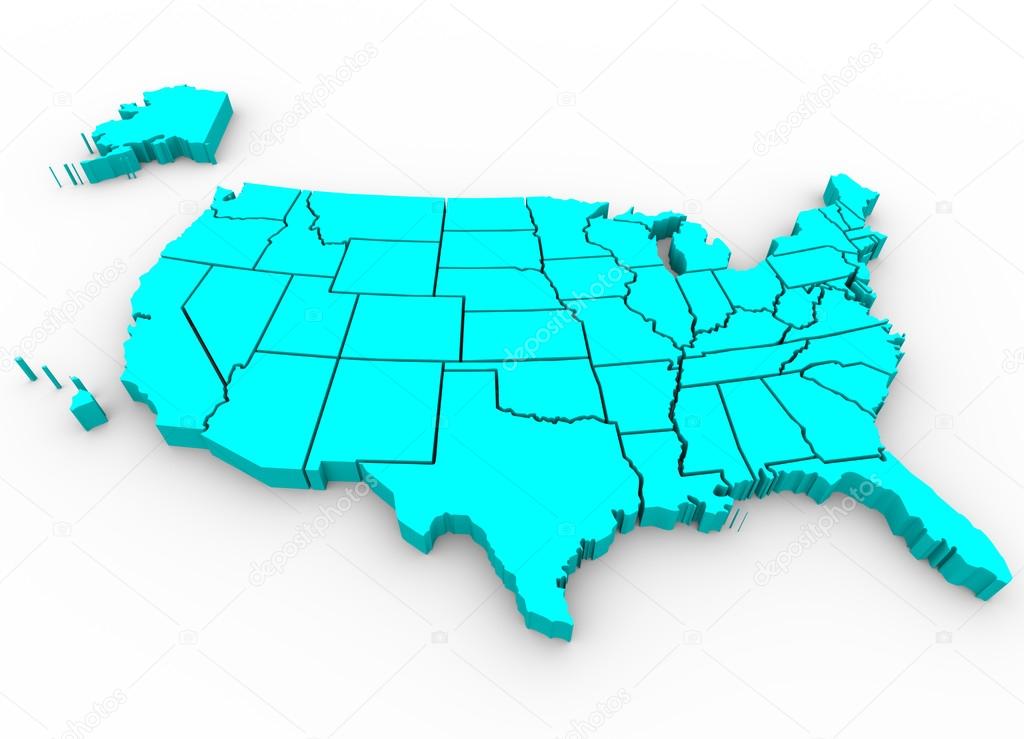 United States Map - 3d Render Illusration