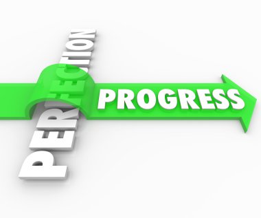 Progress Arrow Jumps Over Perfection Move Forward Improve clipart