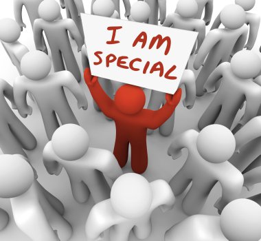 I Am Special Man Holding Sign clipart