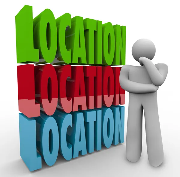 Location Words Thinking Person — Stock Photo, Image