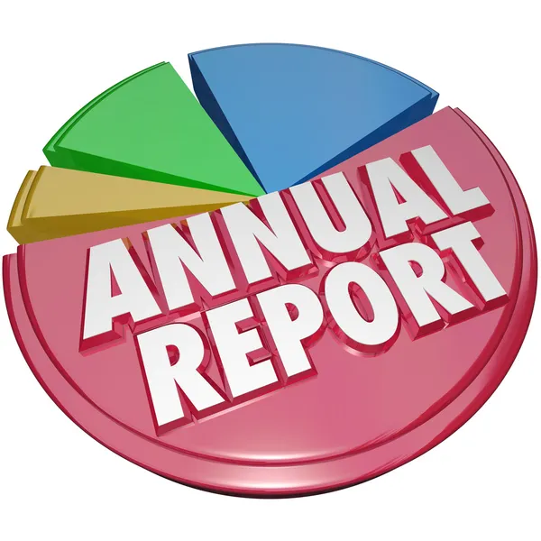 Annual Report Pie Chart Graph Big Revenue Profit Market Share — Stock Photo, Image