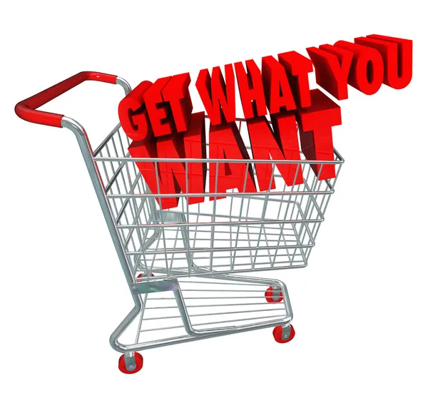 Få vad du vill shopping cart — Stockfoto