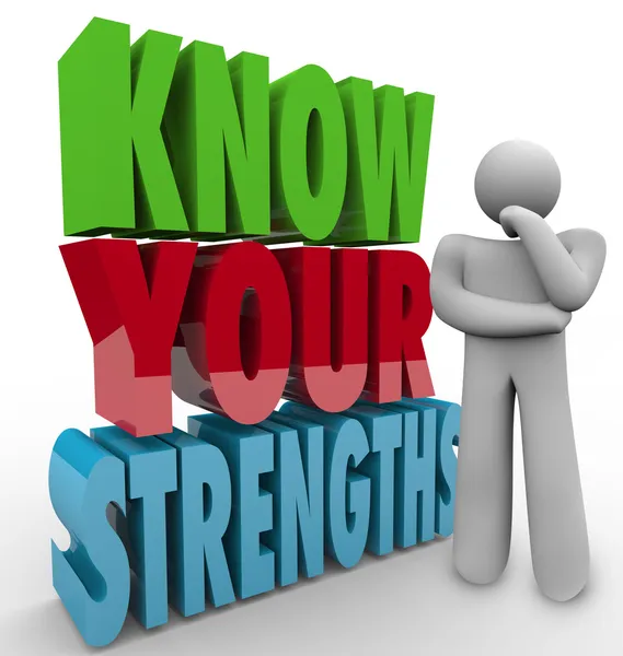 Know Your Strengths Person Thinking Special Skills — Stock Photo, Image