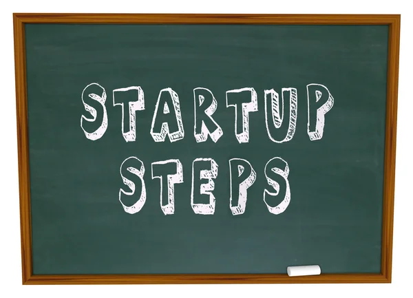 Startup Steps Words Chalk Board — Stock Photo, Image