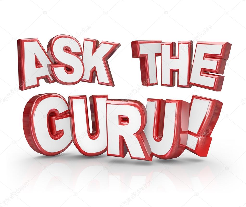 Ask the Guru Question 3D Words Help Guidance Assistance