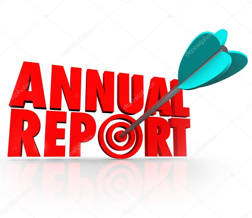 Annual Report Arrow in Word Good Financial Performance