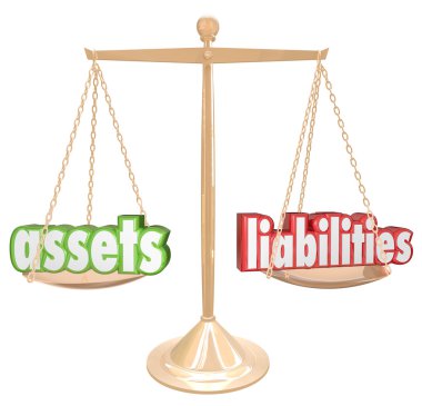 Assets Vs Liabilities Words Scale clipart