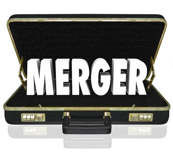 Merger Word Business Briefcase Combine Empresas Oferta Proposta — Fotografia de Stock