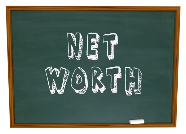 Net Worth Chalkboard Valor Total Riqueza Aprender Educação Financeira — Fotografia de Stock