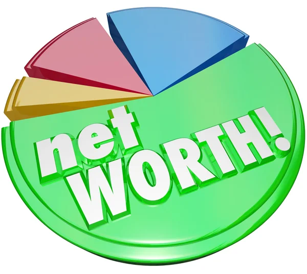 Net Worth Pie Chart Riqueza Valor Compare Activos Dívidas Gráfico — Fotografia de Stock