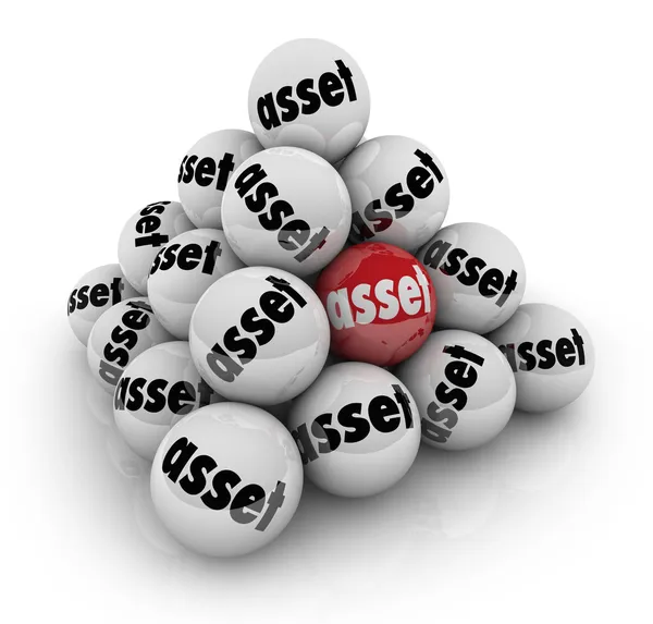 Asset Portfolio on Balls Stack Pyramid — Stock Photo, Image