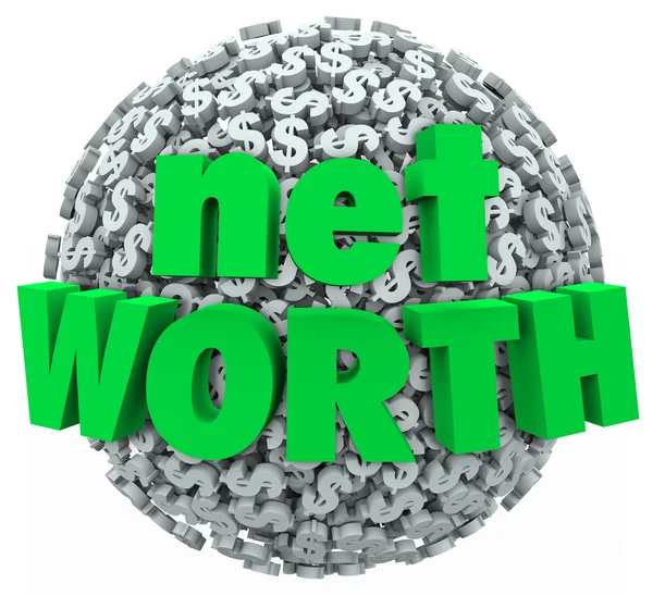 Net Worth Money Ball Sphere Total Financial Value Wealth — Stock Photo, Image