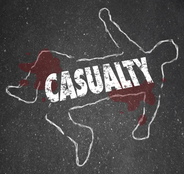 Casualty krita kontur döda kroppen skada skadeförebyggande olycka — Stockfoto