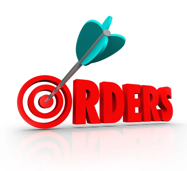 Orders 3D Word Arrow Target — Stock Photo, Image