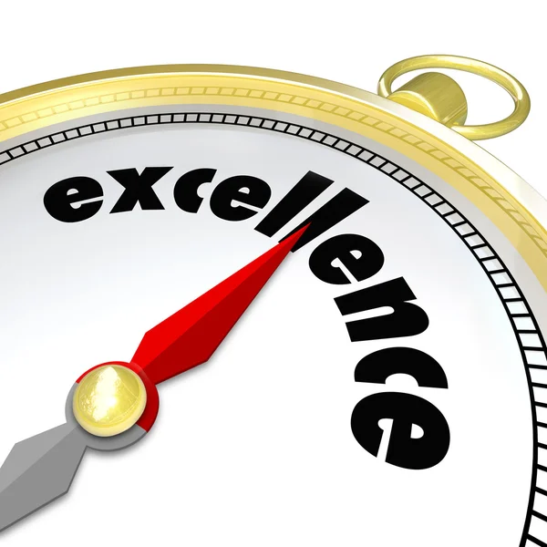 Excellence Word Gold Compass — Stock Photo, Image