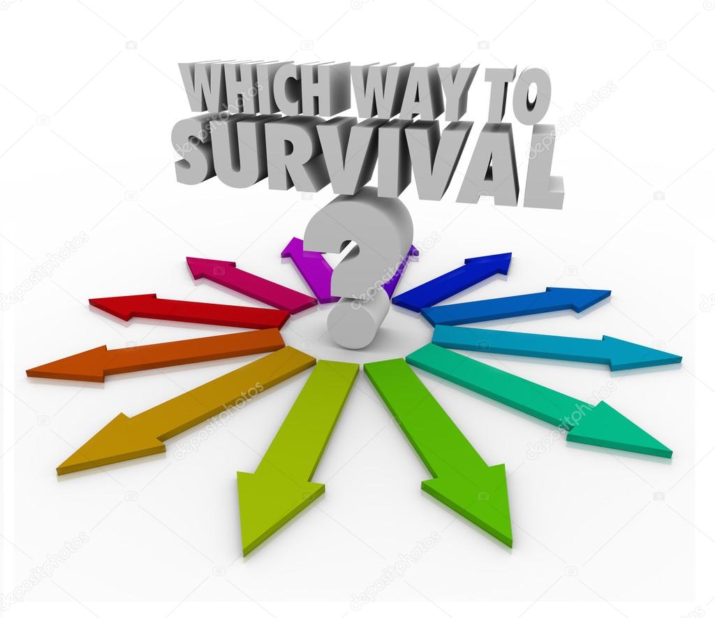 Which Way to Survival Question Arrows Pointing Way