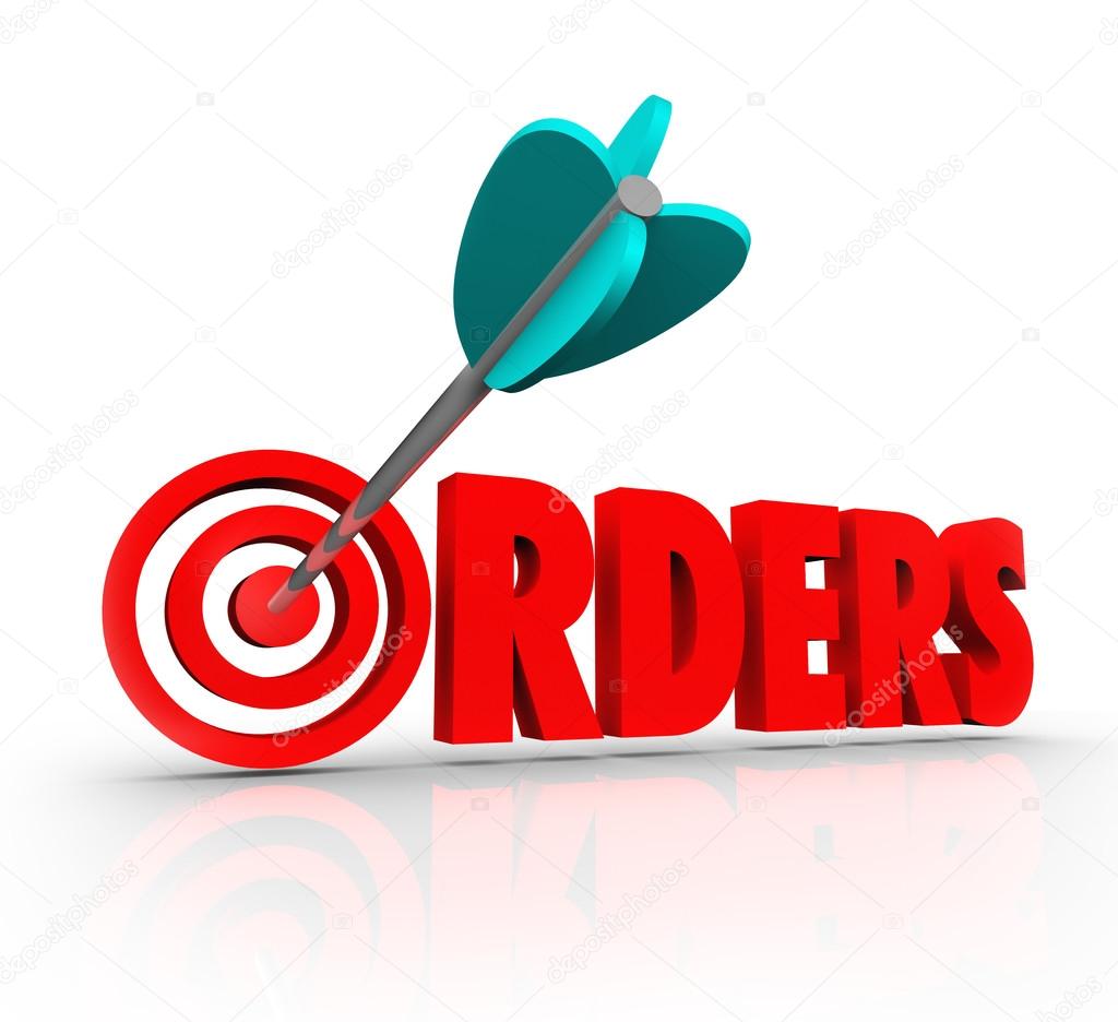 Orders 3D Word Arrow Target