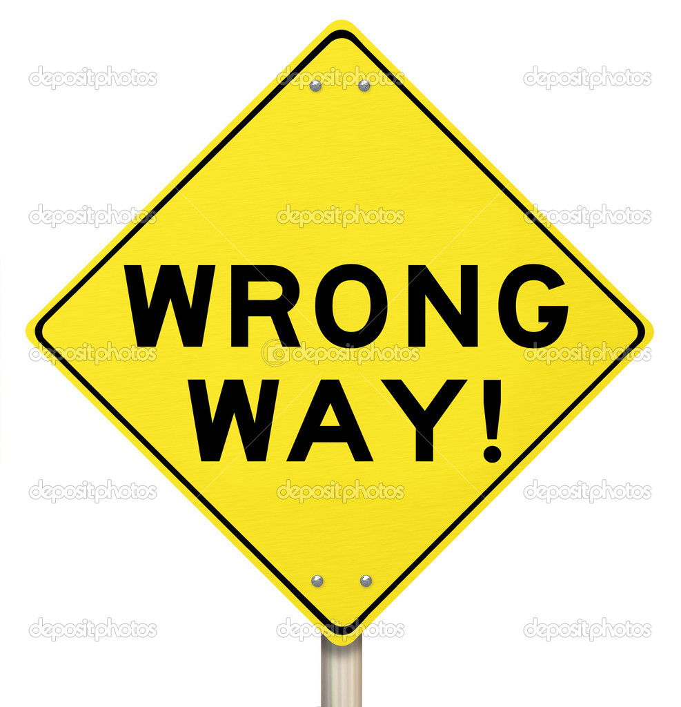 Wrong Way Yellow Warning Road Sign