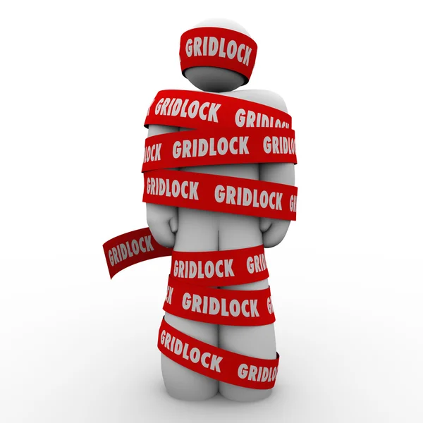 Gridlock Man envolto em fita — Fotografia de Stock
