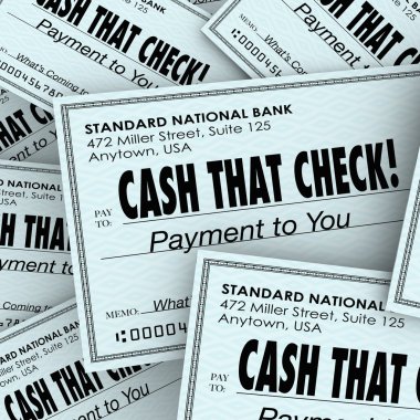 Cash That Check words on money or payments clipart