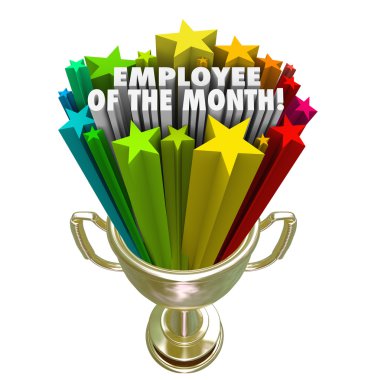 Employee of the Month words and colorful stars clipart