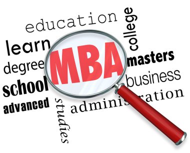 MBA harfleri Büyüteç altında