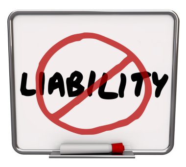 Liability word and no symbol in red marker drawn over it clipart