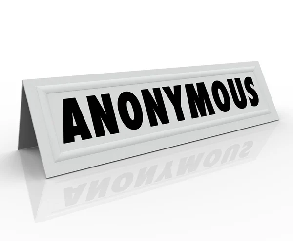Anonymes Wort auf Namenszeltkarte — Stockfoto