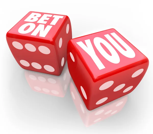 Bet On You words on two red dice — Stock Photo, Image