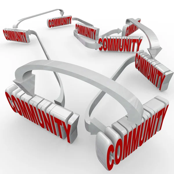 Many communities linked together with arrows — Stock Photo, Image