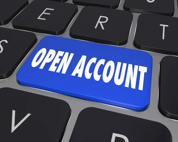 Aprire un nuovo conto online, internet, webiste o altri servizi di tecnologia — Stockfoto