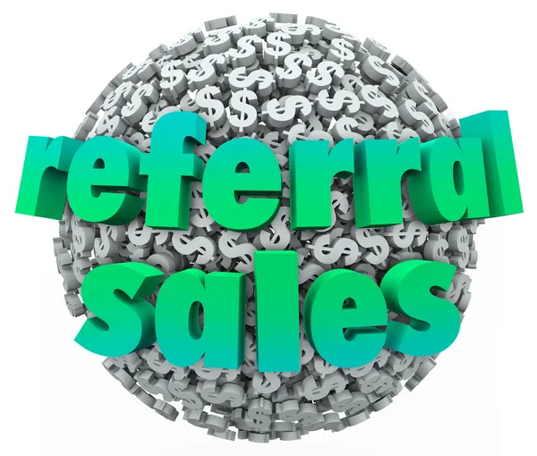 Referral Parole di vendita su una palla o sfera di segni di dollaro — Foto Stock