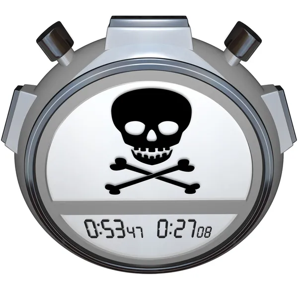 Skull Crossbones on Stopwatch Timer — Stock Photo, Image