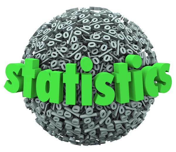 Estatísticas Word on Percentage Sign Sphere — Fotografia de Stock