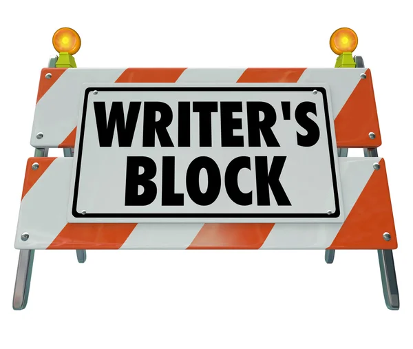 Writer's Block words on a barricade — Zdjęcie stockowe
