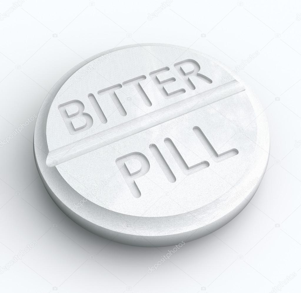 Bitter Pill words on a white tablet