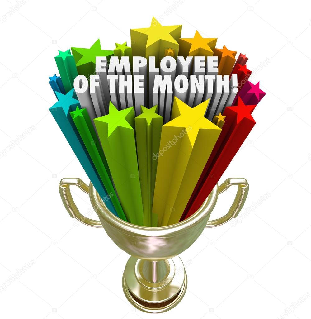 Employee of the Month words and colorful stars