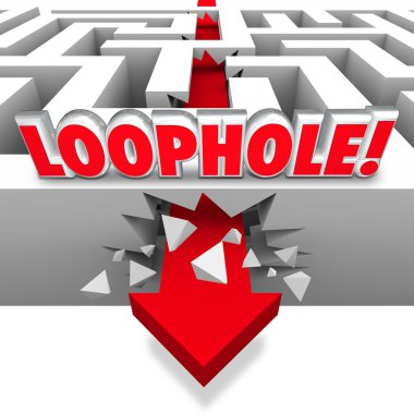 Loophole Arrow Crashing Through Maze Avoid Paying Taxes Cheating clipart