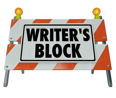 Writer's Block Words Road Construction Barrier Barricade clipart