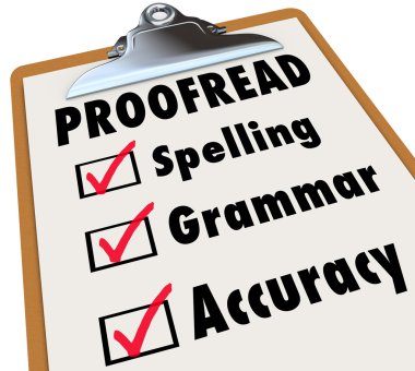 Proofread Clipboard Checklist Spelling Grammar Accuracy clipart