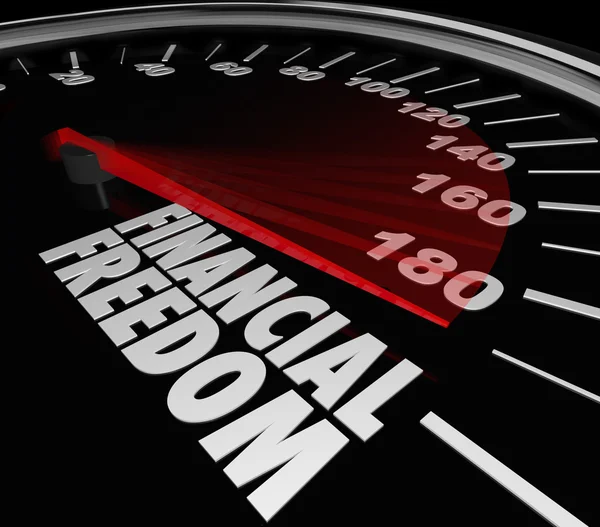 Financial Freedom Speedometer Earning Income Money Savings — Stock Photo, Image