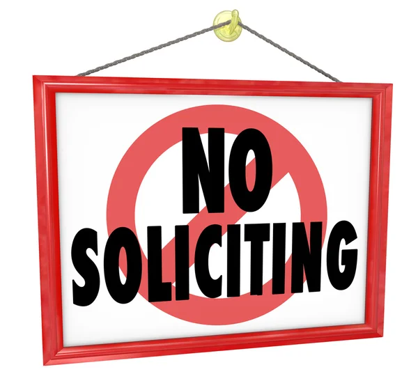 No Soliciting Sign Prohibit Unwanted — Stock Photo, Image