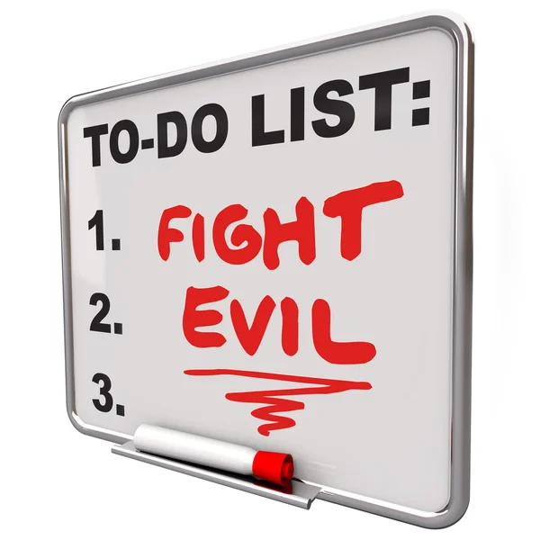 Fight Evil Words To Do List Protect Secure Improve Safety — Stock Photo, Image