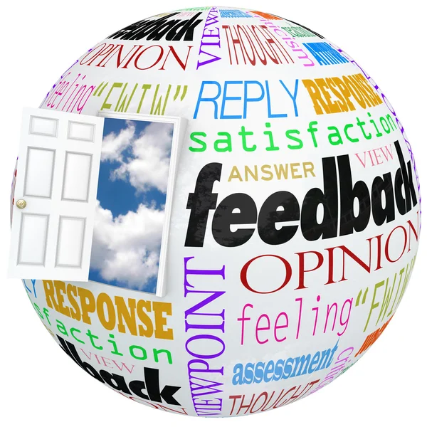 Feedback Globe Open Door Opiniones Valoraciones Comentarios — Foto de Stock