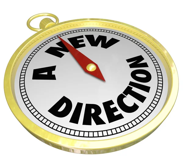 A New Direction Words Bússola de ouro Escolha Mudar Carreira Caminho — Fotografia de Stock