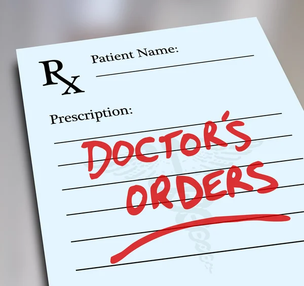 Doctor's orders voorschrift geneeskunde gezondheidszorg formulier — Stockfoto
