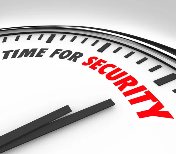 Tiempo para palabras de seguridad Reloj Seguridad Gestionar el riesgo —  Fotos de Stock