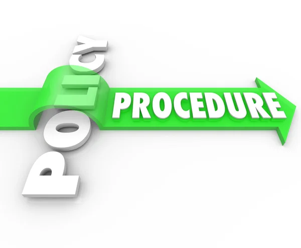 Procedure Arrow Jumping Over Policy Word Practice Process — Stock Photo, Image