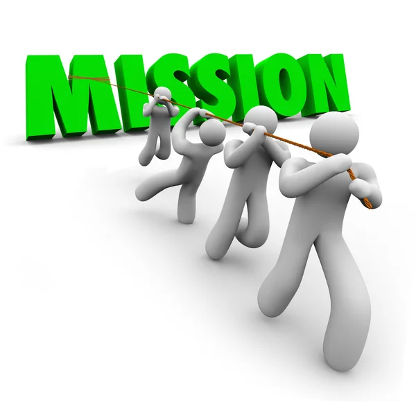 Mission Team Pulling Together Achieve Goal Objective Task — Stock Photo, Image